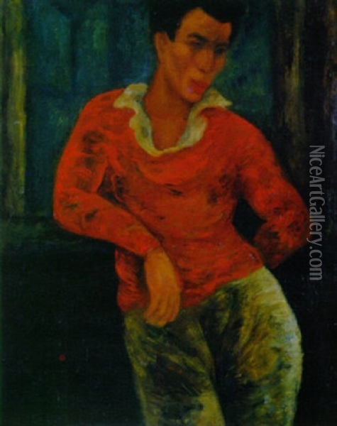 Portrait D'homme A La Chemise Rouge Oil Painting - Christian Berard