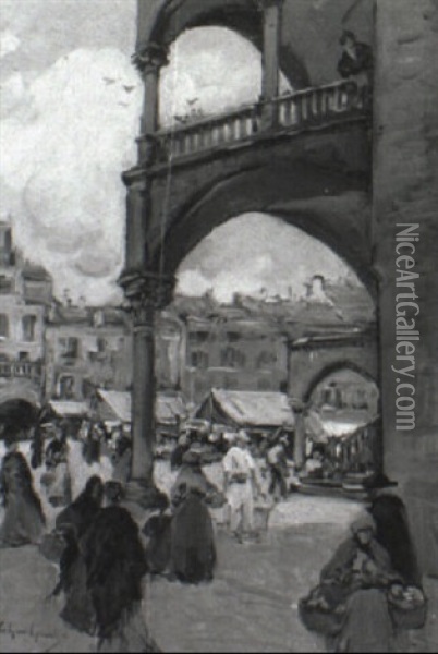 Market Day, Boulogne Oil Painting - Fernand Marie Eugene Legout-Gerard
