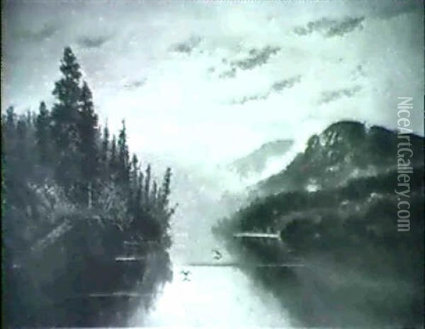 Mountain Lake Oil Painting - Karl Bodmer
