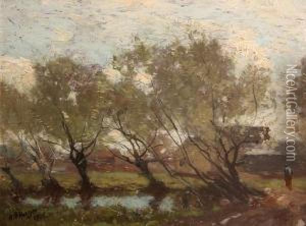Trees Along A Pool Oil Painting - Henry Ward Ranger