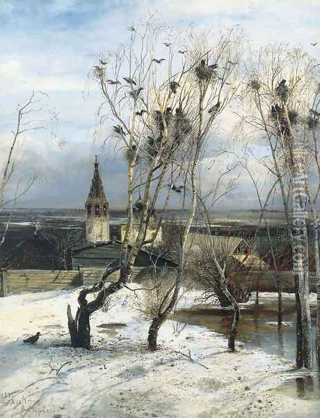 The Rooks have Returned, 1871 Oil Painting - Alexei Kondratyevich Savrasov