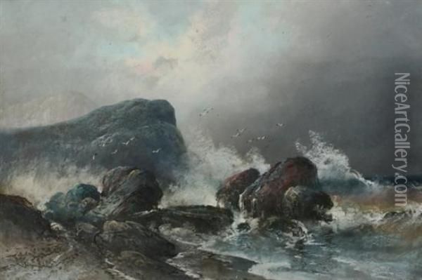 Rocky Coast Oil Painting - William Henry Chandler