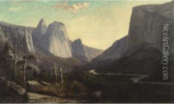 El Capitan And Cathedral Rocks Oil Painting - Frank Henry Shapleigh