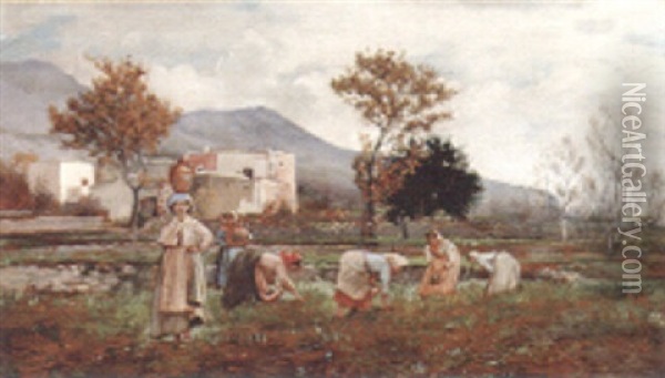 Women Harvesting Oil Painting - Charles Caryl Coleman