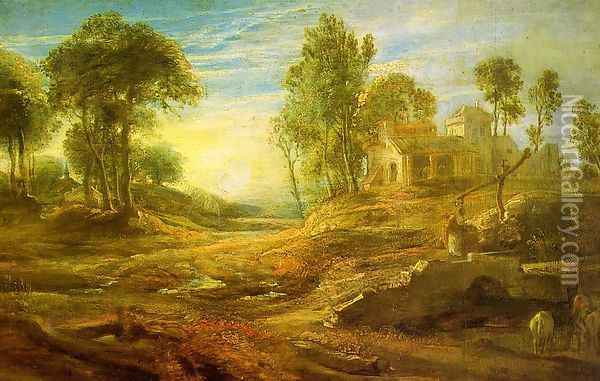Landscape with a Watering Place Oil Painting - Peter Paul Rubens
