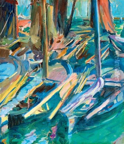 Port In Volendam Oil Painting - Izsak Perlmutter