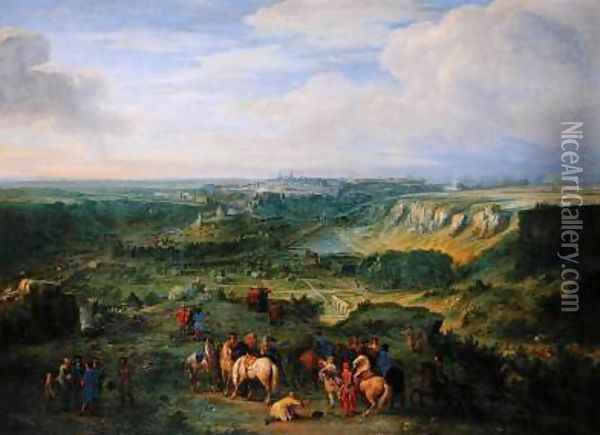 View of the city of Luxembourg from near the Mansfeld Baths 1684 Oil Painting - Adam Frans van der Meulen