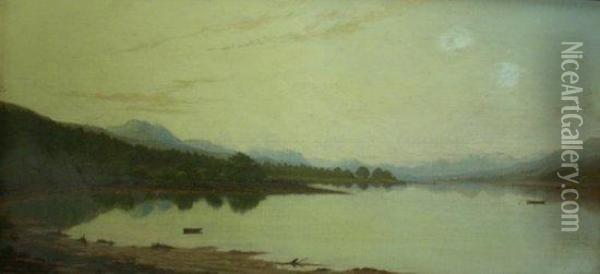 Clyde Scenery Sunset, Campsail Bay, Gareloch Oil Painting - James Grey