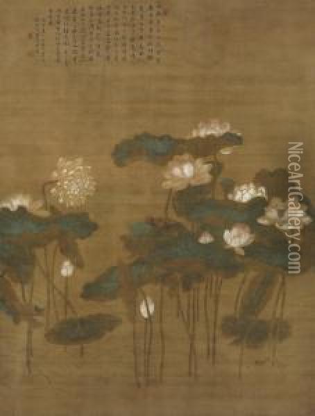 Lotus Pond Oil Painting - Hua Yan