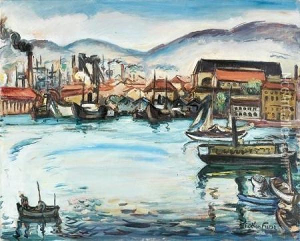 Pecheurs Devant Le Port De Toulon Oil Painting - Emile-Othon Friesz