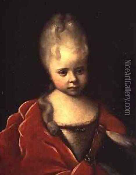 Portrait of Grand Duchess Yelizaveta Petrovna as a Child 1712-13 Oil Painting - Ivan Nikitich Nikitin