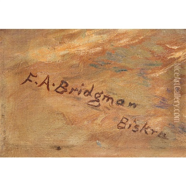 Chevaux S'abreuvant A Biskra Oil Painting - Frederick Arthur Bridgman
