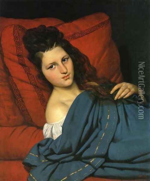 Half-length Woman Lying on a Couch 1829 Oil Painting - Joseph-Desire Court