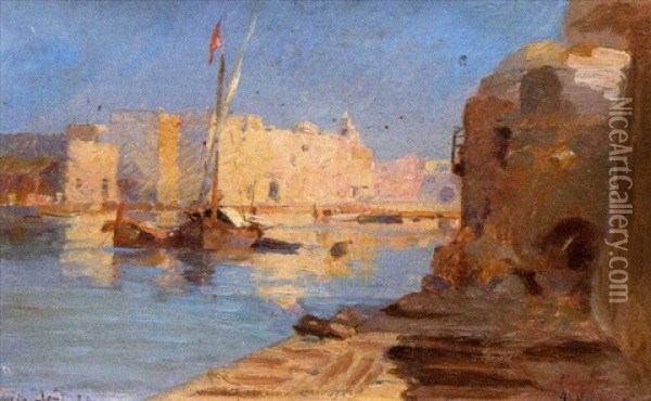Le Port De Bizerte Oil Painting - Abraham Hermenjat
