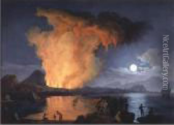 Views Of The Eruption Of Mount Vesuvius Oil Painting - Pierre-Jacques Volaire