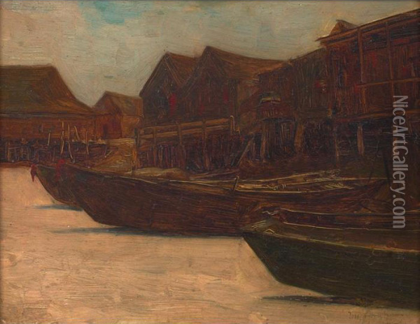 Fishing Boats Oil Painting - Joseph Greenbaum