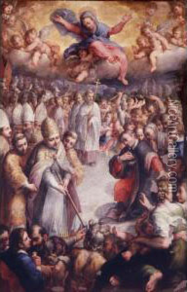 Pope Liberius Marking The Site Of The Church Of Santa Maria Maggiore Oil Painting - Antonio Viviani Il Sordo