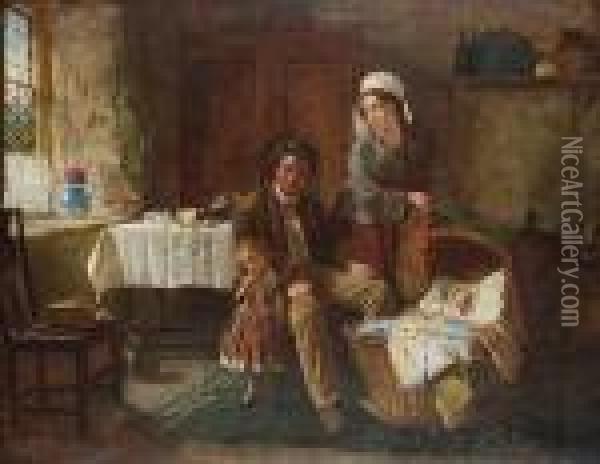 A Victorian Family Oil Painting - William Henry Midwood