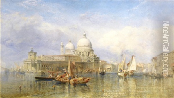 View Of The Grand Canal And Santa Maria Della Salute Oil Painting - William Clarkson Stanfield