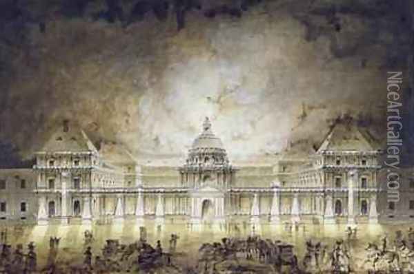 The Luxembourg Palace Illuminated for the Fete du Roi in 1780 Oil Painting - Jean Baptiste Marechal