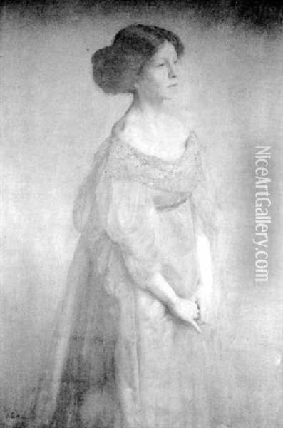 Portrait Of Mrs Agnes Helen Sims, Nee Macwhirter Oil Painting - Charles Sims
