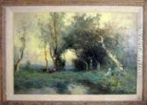 Landscape With Figure Oil Painting - George Boyle
