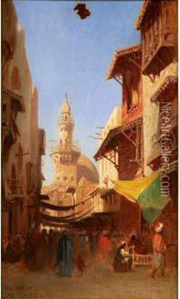 Les Souks Au Caire, Circa 1875 Oil Painting - Ch. Theodore, Bey Frere