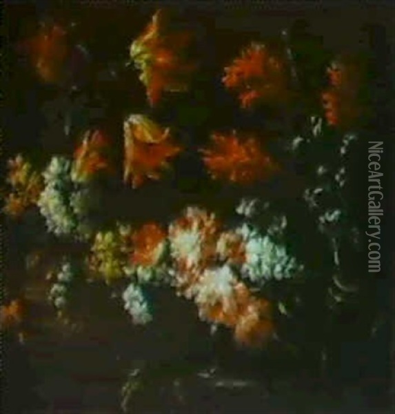 Blumenstilleben Von Narzissen, Hyazinthen Und Tulpen Oil Painting - Margherita Caffi
