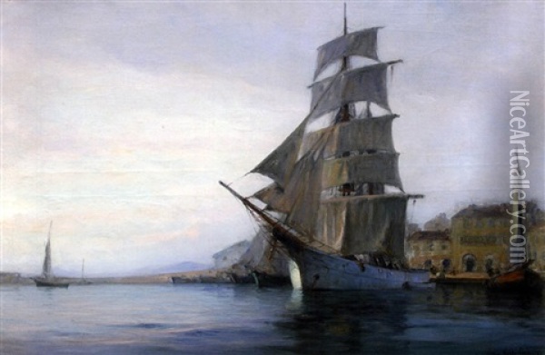 Bateaux De Peche Au Port Oil Painting - Georges Ricard-Cordingley