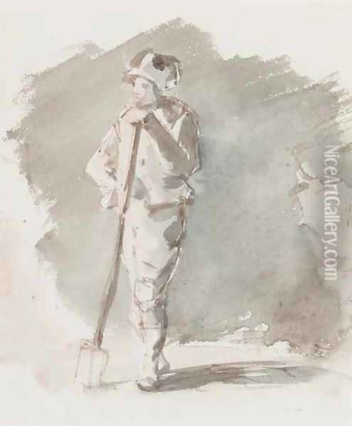 Study of a farm labourer Oil Painting - Louisa Anne, Marchioness of Waterford