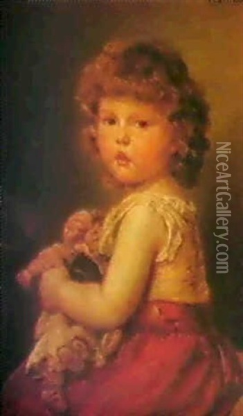 Madchen Mit Puppe Oil Painting - Ludwig Knaus