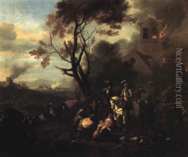 After The Battle Of Blenheim Oil Painting - Jan van Huchtenburg