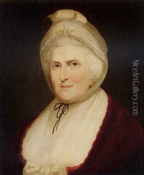 Portrait Of Martha Washington Oil Painting - Jean Pierre Henri Elouis
