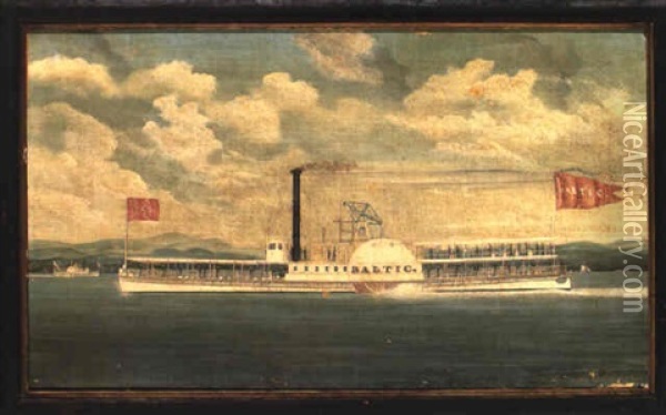 Steamboat 'baltic' Oil Painting - James Bard