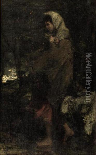 The Shepherdess And Her Sheep Oil Painting - Jacob Henricus Maris