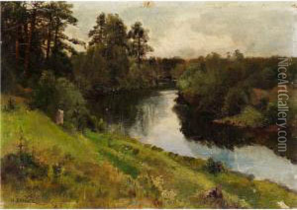 Flusslandschaft Oil Painting - Ivan Avgustovich Vel'ts
