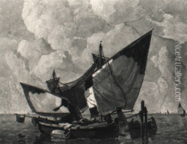 Venetianische Fischer In Der Lagune Oil Painting - Ludwig Dill