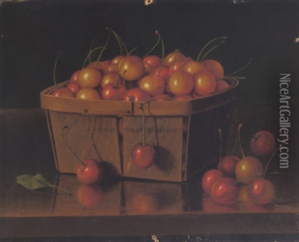 Cherries In A Basket Oil Painting - Levi Wells Prentice