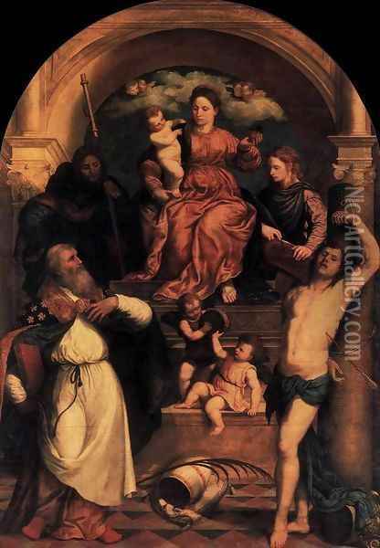 Madonna and Child with Saints Oil Painting - Paris Bordone
