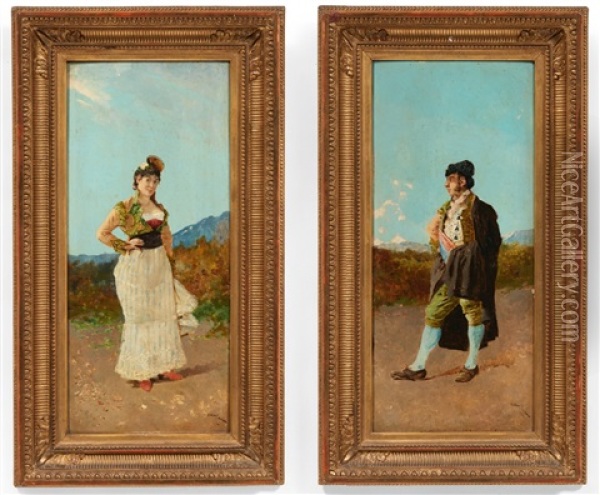 Couple D'espagnols Oil Painting - Enrique Atalaya