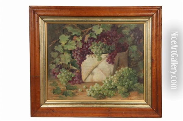 Grapes In Birch Bark Baskets Oil Painting - Josephine Wyman Bradstreet