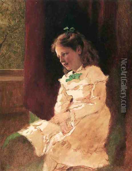 A Young Girl by the Window Oil Painting - John George Brown