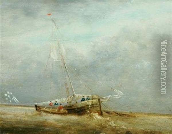 Taking Down The Sails Oil Painting - James Gale Tyler