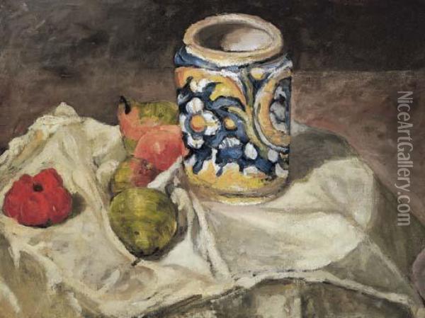 La Faience Italienne Oil Painting - Paul Cezanne