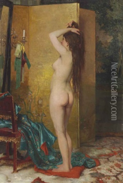 A Standing Nude Oil Painting - Frans Verhas