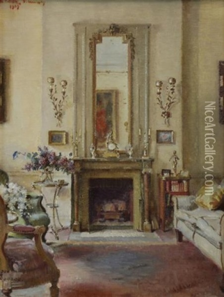 Elegant Interior Oil Painting - Walter Gay
