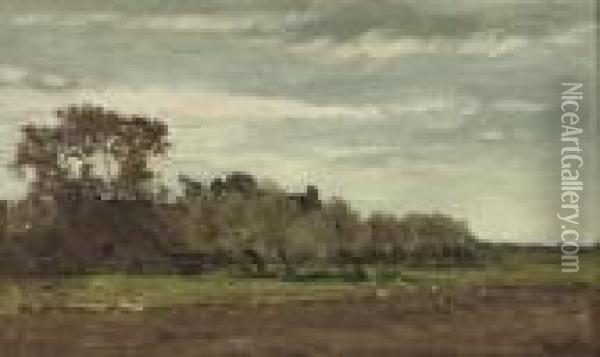 Ferme A Laren, Gooiland: By The Farmhouse Oil Painting - Willem Roelofs