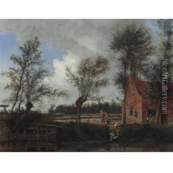 The Inn Of The Zwarte Varcken, Maarsseveen Oil Painting - Jan Van Der Heyden