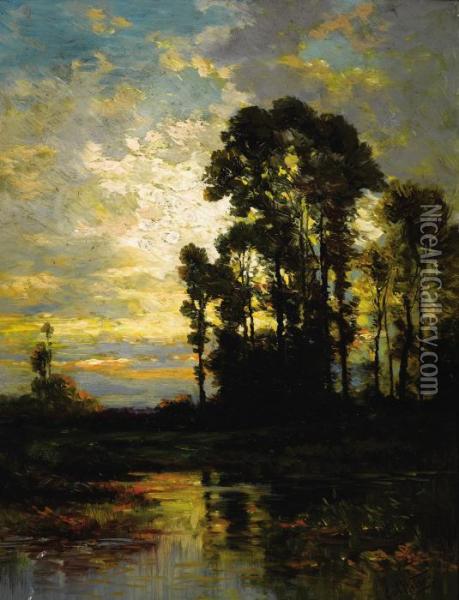 Pastoral Sunset Oil Painting - Carl Weber