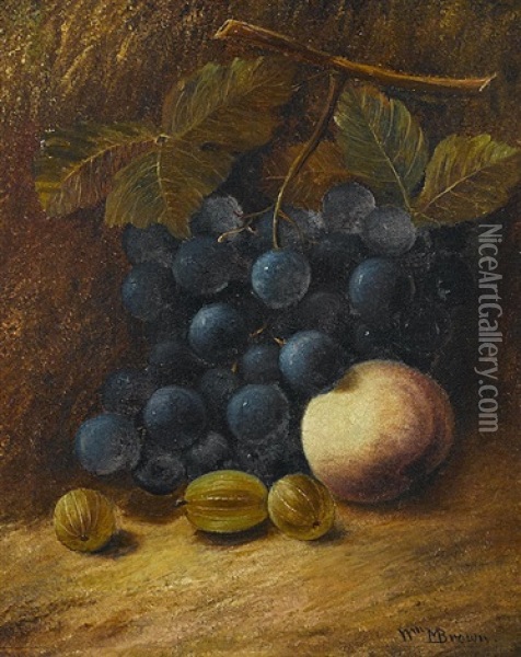 A Still Life With Grapes, Figs, And Peach Oil Painting - William Mason Brown